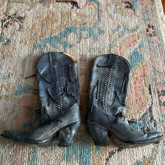 Corral Rustic Distressed Gray Fringe Tassel Cowgirl Boots Size 8 - Picture 3 of 7